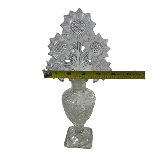 VTG Imperial Nouveau Glass Perfume Bottle Sunflower Stopper Large 10.25” MCM - Picture 7 of 16